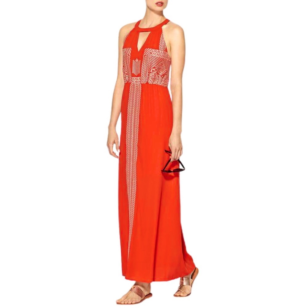 THML Tangerine Embroidered Maxi Dress Size Small